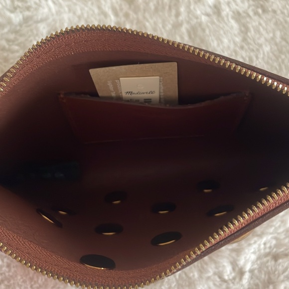 NWT Madewell The Pouch Clutch Leather Studded in Soft Mahogany - Picture 8 of 9